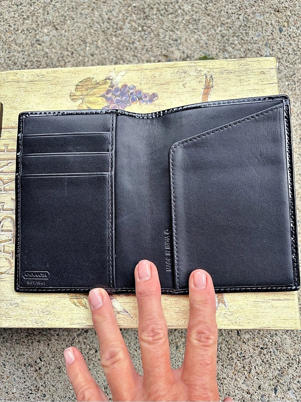 Coach Signature Jacquard Passport Case Black & Gray